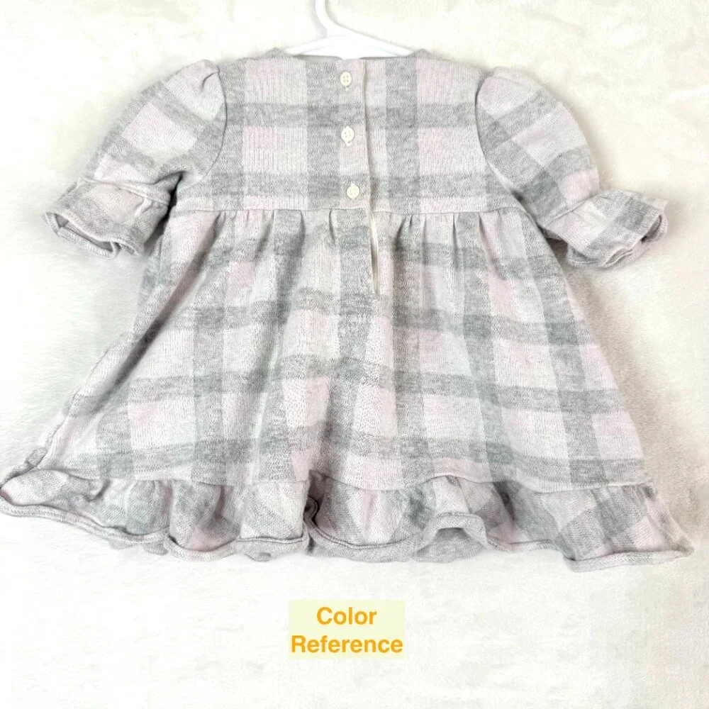 Janie And Jack Plaid Ruffle Bell Sleeve Classic Preppy Dress Baby 3-6 Months